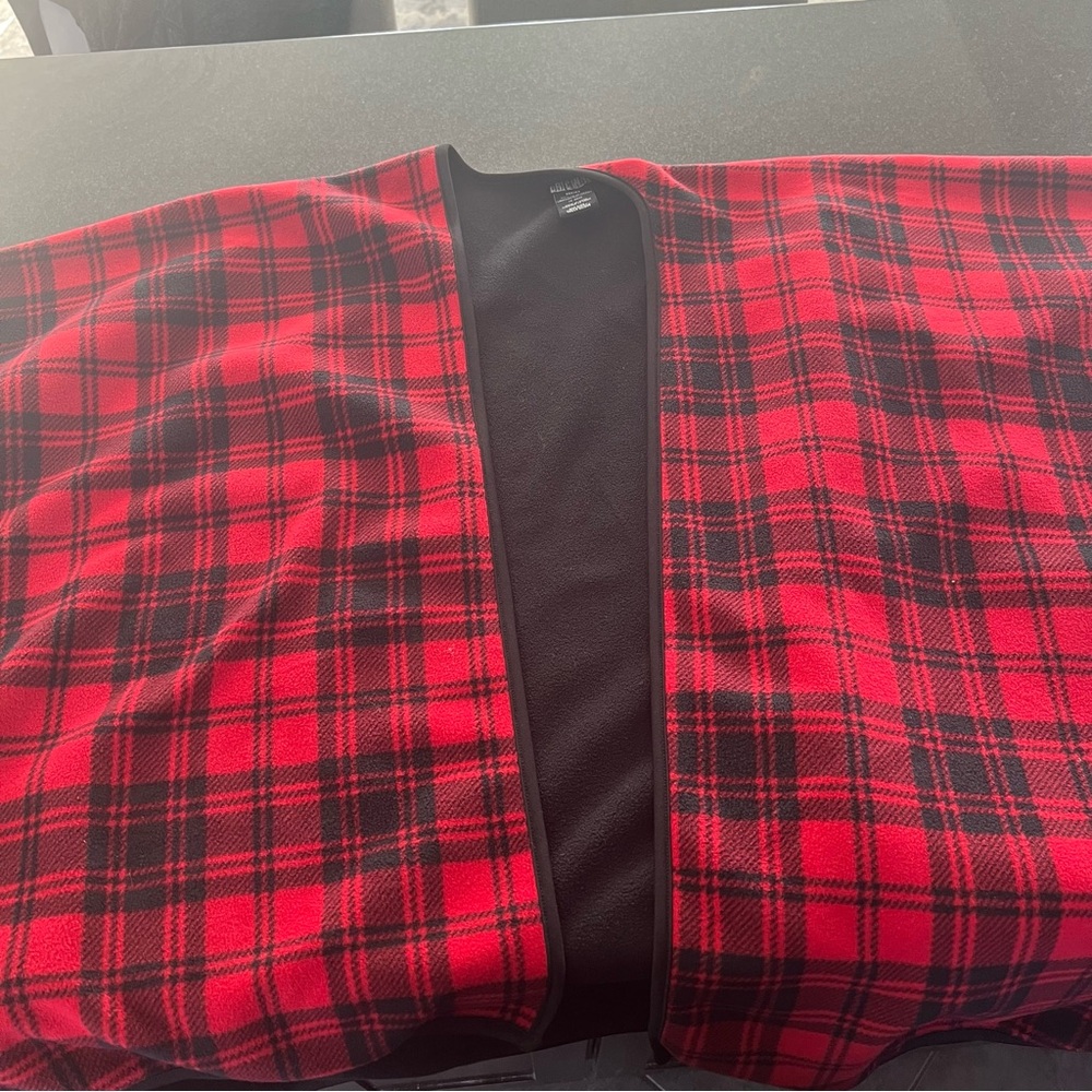 Nicole Miller Red and Black Plaid Poncho